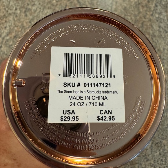 🆕 Starbucks Rose Gold Grid Tumbler 24 fl oz - Picture 5 of 10